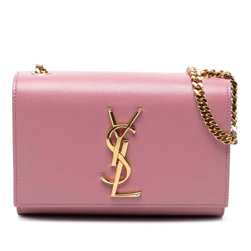 Saint Laurent Small Grain De Poudre Monogram Kate Crossbody Pink Leather Good condition - Front View