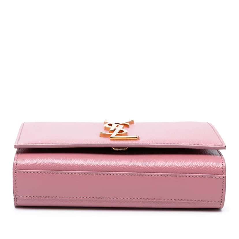 Saint Laurent Small Grain De Poudre Monogram Kate Crossbody Pink Leather Good condition - Inside View