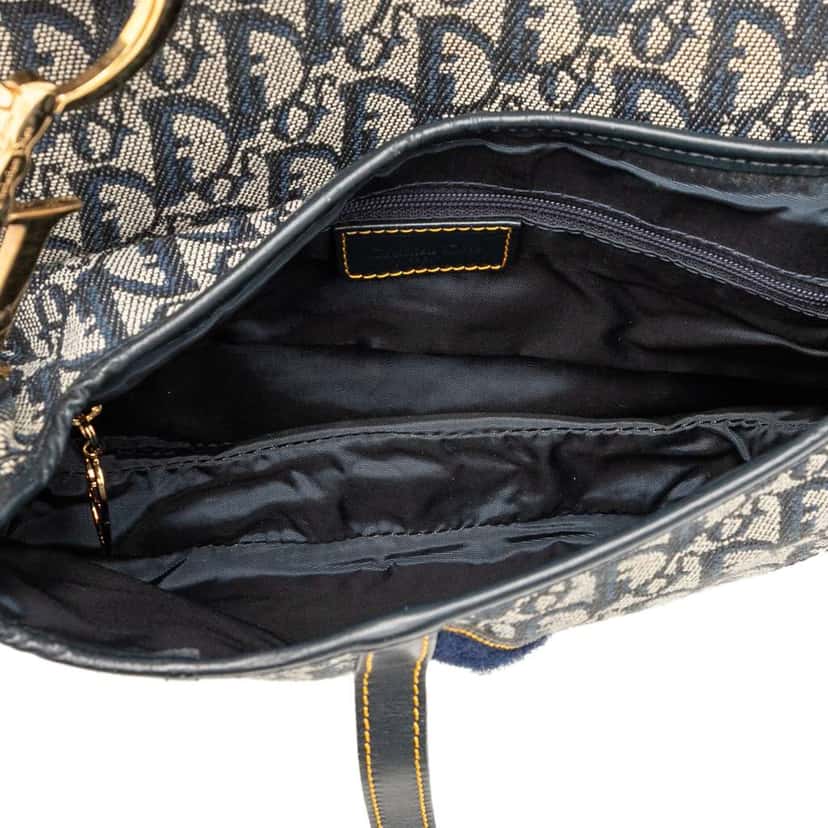 Dior Diorissimo Canvas Double Saddle Bag Blue Canvas Good condition - Model View