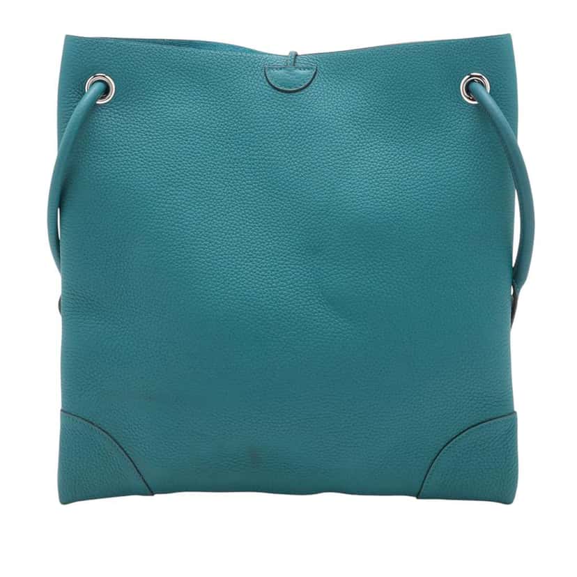 Hermès Clemence Silky City 33 Blue Leather Good condition - Back View