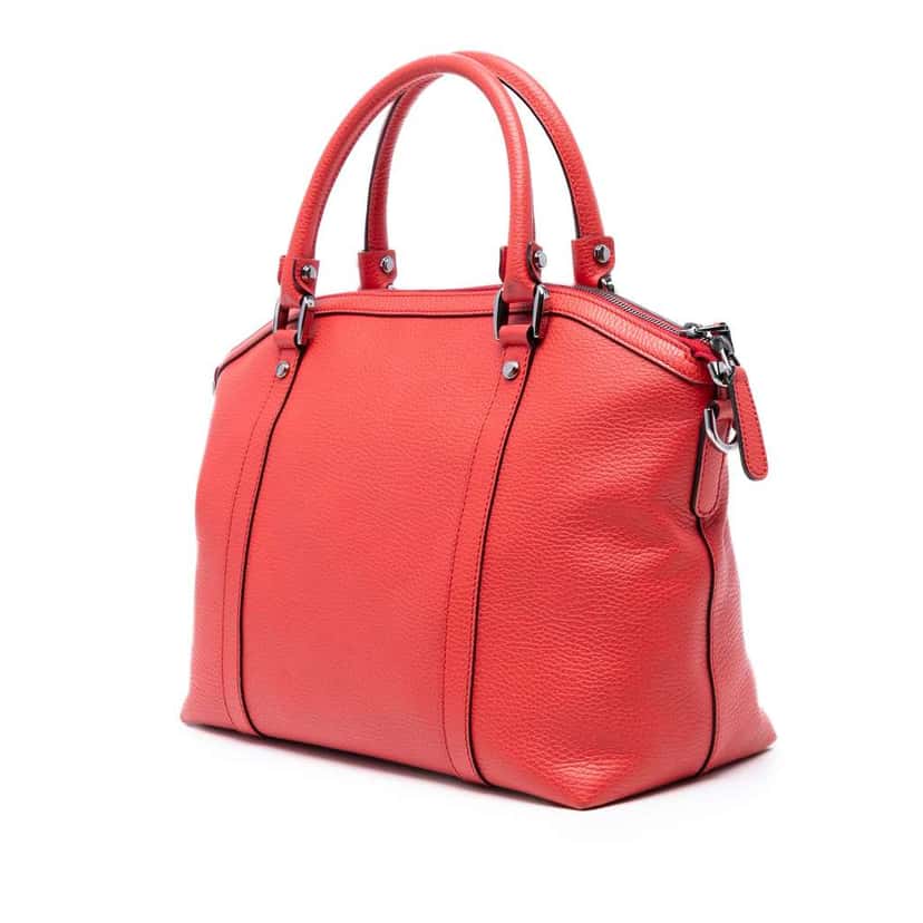 Gucci Leather GG Charm Dome Satchel Red Leather Good condition - Back View