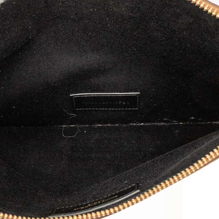 Saint Laurent Croc Embossed Leather Tiny Monogram Zipped Tablet Holder Brown Leather Good condition - Model View