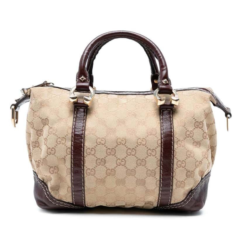 Gucci GG Canvas Horsebit Nail Boston Bag Brown Canvas Good condition - Front View