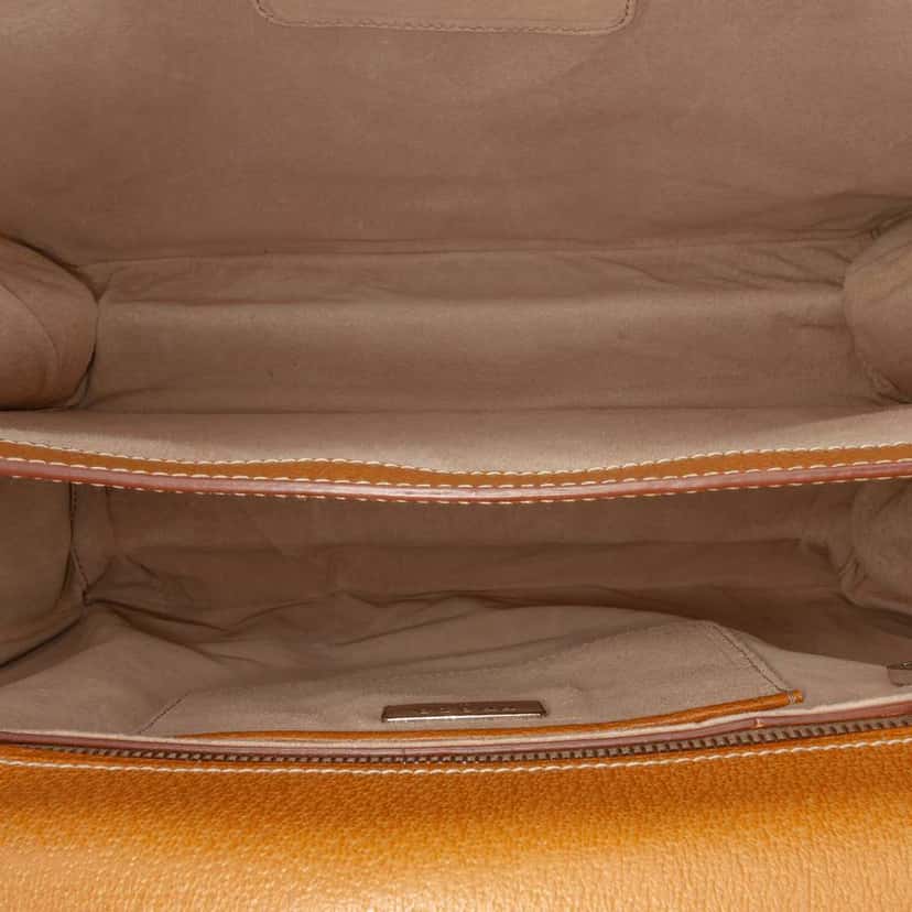 Prada Cinghiale Pattina Lock Top Handle Bag Brown Leather Good condition - Model View