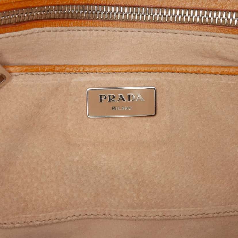 Prada Cinghiale Pattina Lock Top Handle Bag Brown Leather Good condition - Box View