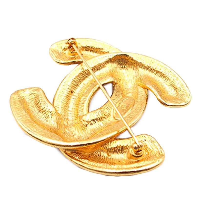 Chanel Gold Plated CC Quilted Brooch Gold Metal Good condition - Inside View