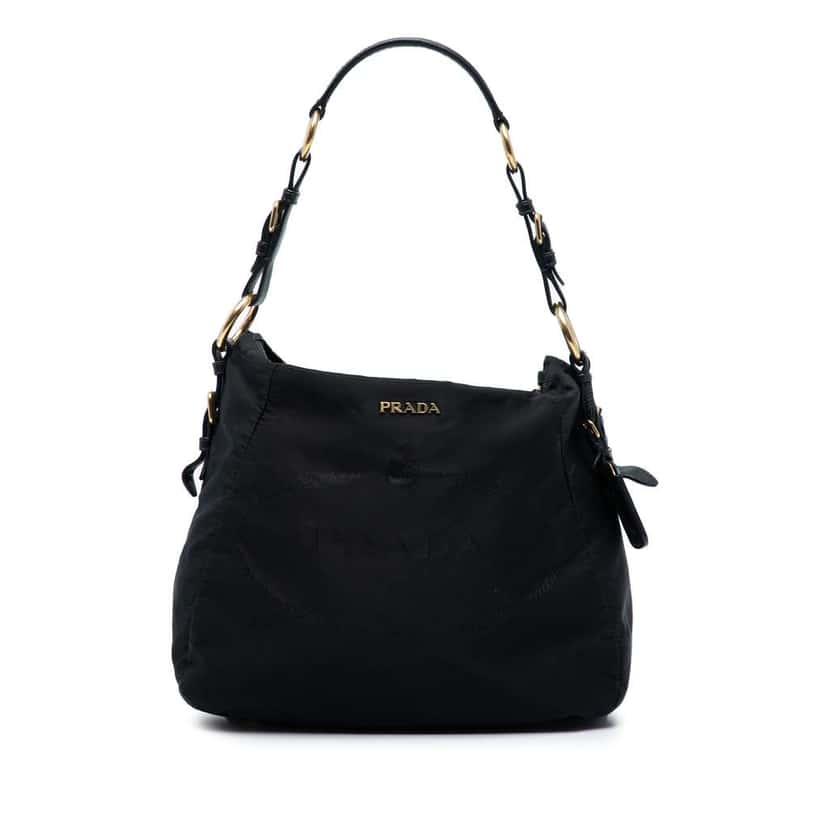 Prada Tessuto Logo Shoulder Bag Black Good condition - Back View