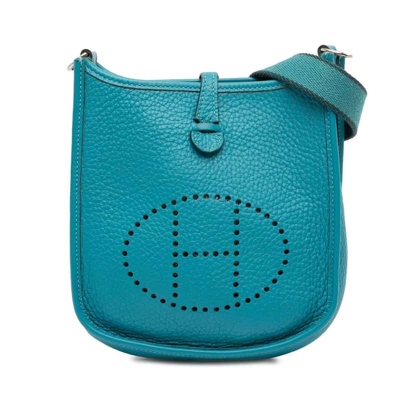 Hermès Clemence Evelyne TPM Blue Leather Very good condition - Front View