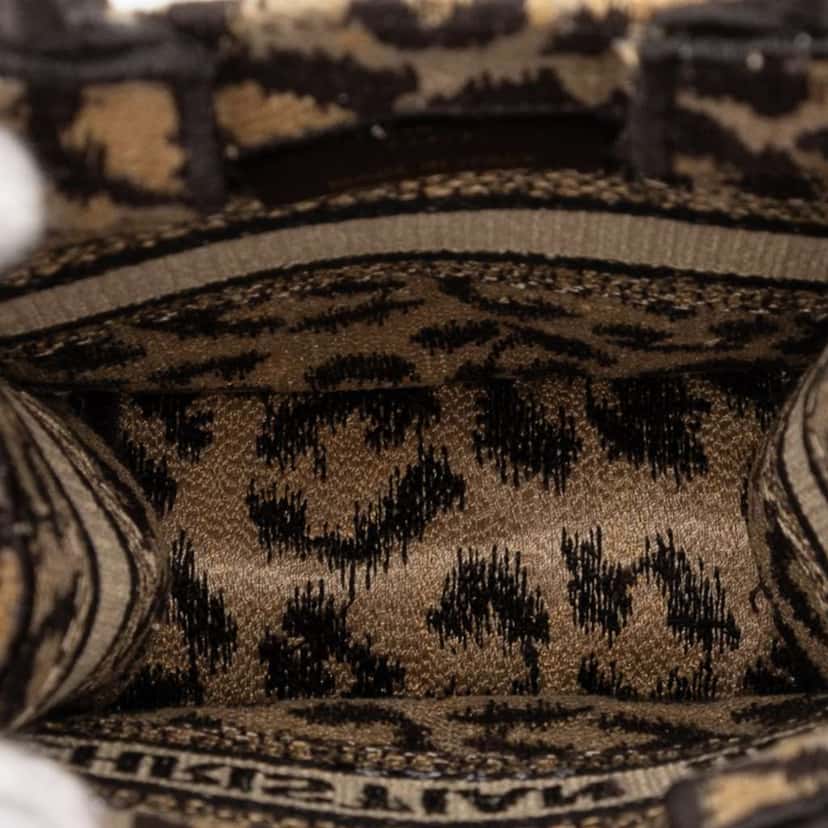 Dior Mizza Mini Embroidered Canvas Leopard Vertical Book Tote Brown Canvas Good condition - Model View