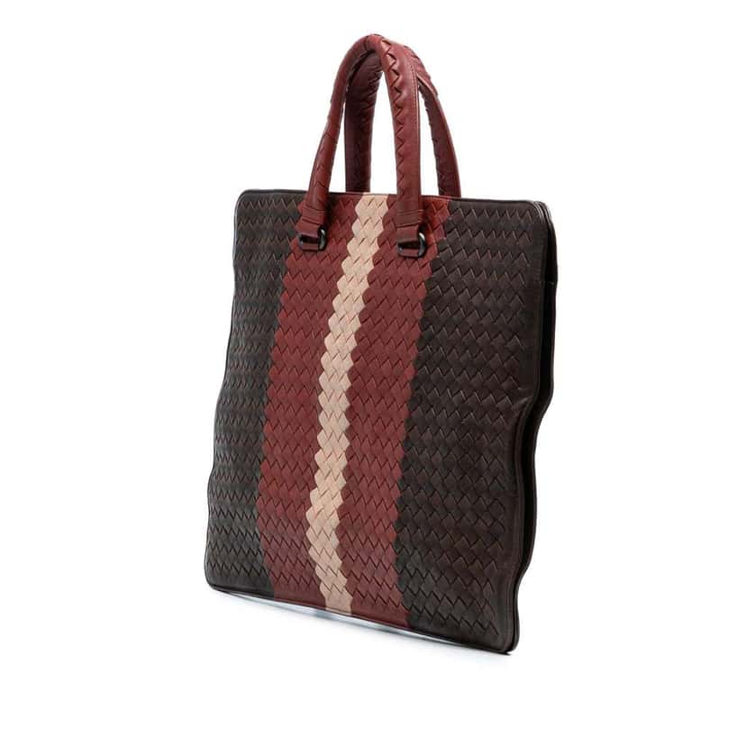 Bottega Veneta Nappa Intrecciato Club Fume Briefcase Brown Leather Good condition - Back View