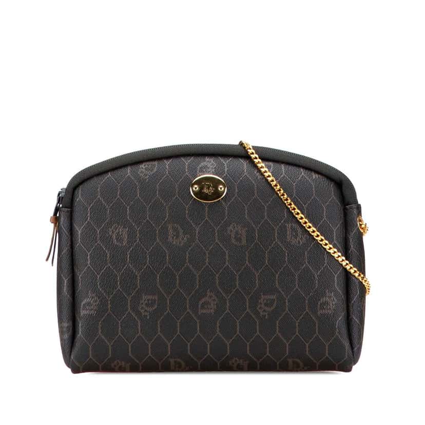 Dior Honeycomb Coated Canvas Chain Crossbody Black Canvas Good condition - Front View