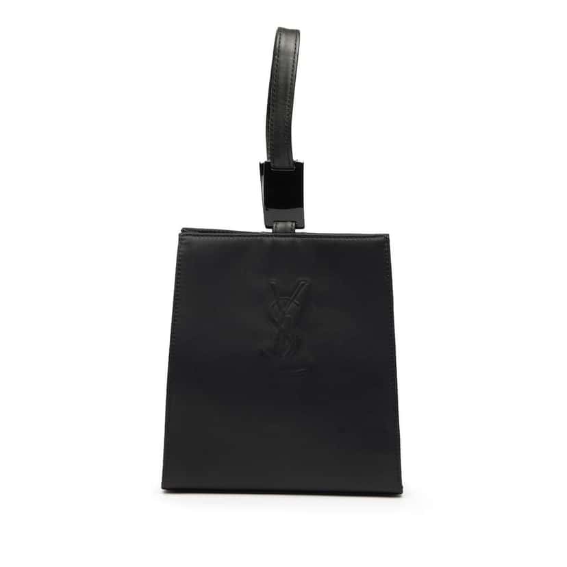 Saint Laurent Satin Monogram Handbag Black Satin Good condition - Front View