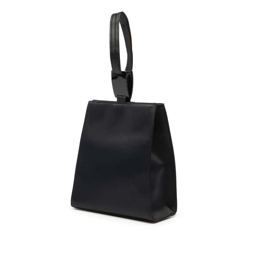 Saint Laurent Satin Monogram Handbag Black Satin Good condition - Back View