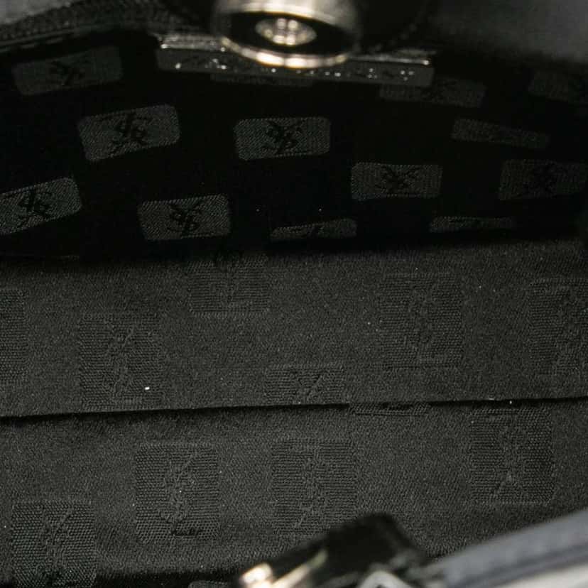 Saint Laurent Satin Monogram Handbag Black Satin Good condition - Model View