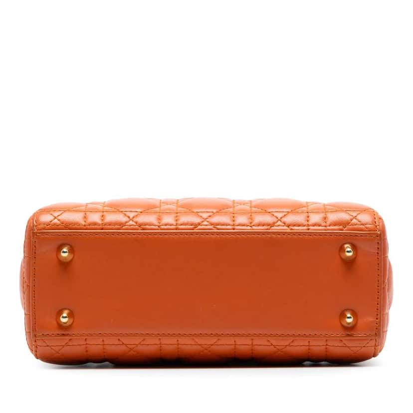 Dior Small Lambskin Cannage MyABCDior Lady Dior Orange Leather Good condition - Inside View
