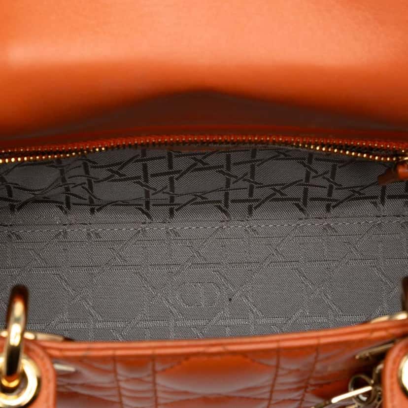 Dior Small Lambskin Cannage MyABCDior Lady Dior Orange Leather Good condition - Model View