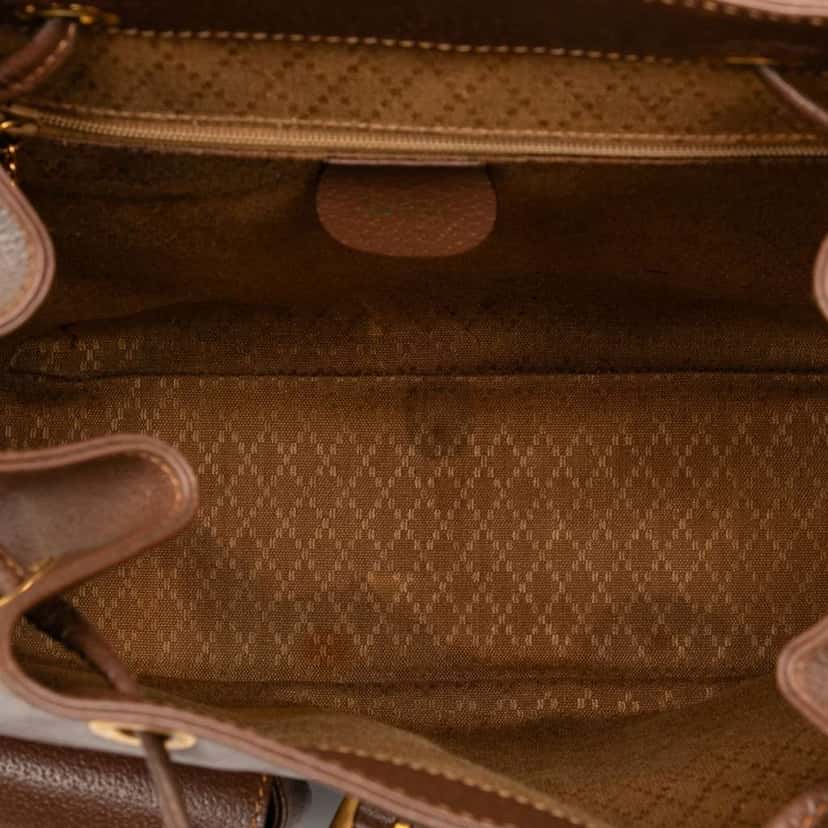 Gucci Calfskin Bamboo Drawstring Backpack Brown Leather Good condition - Model View