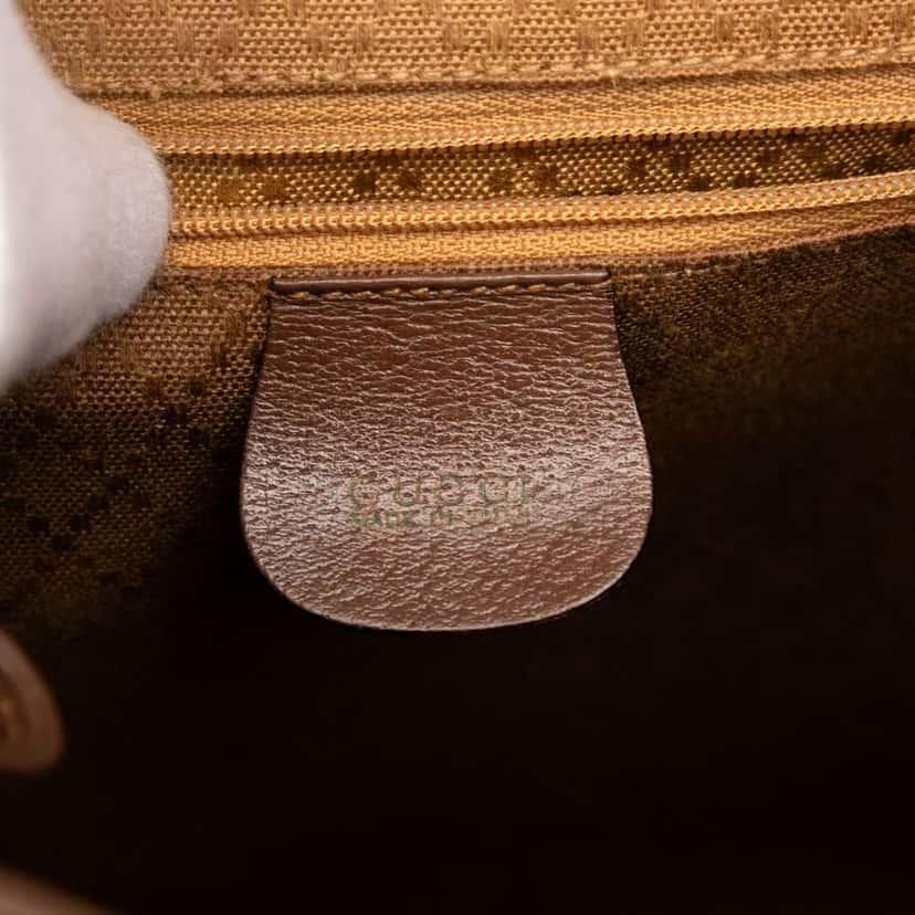 Gucci Calfskin Bamboo Drawstring Backpack Brown Leather Good condition - Box View