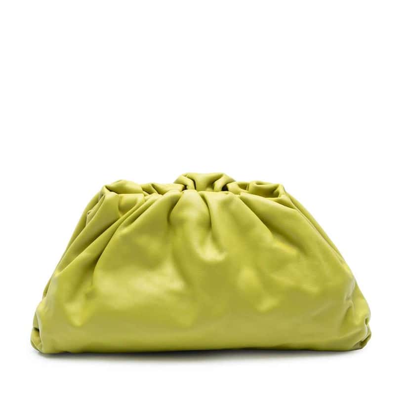 Bottega Veneta Lambskin The Pouch Yellow Leather Good condition - Front View