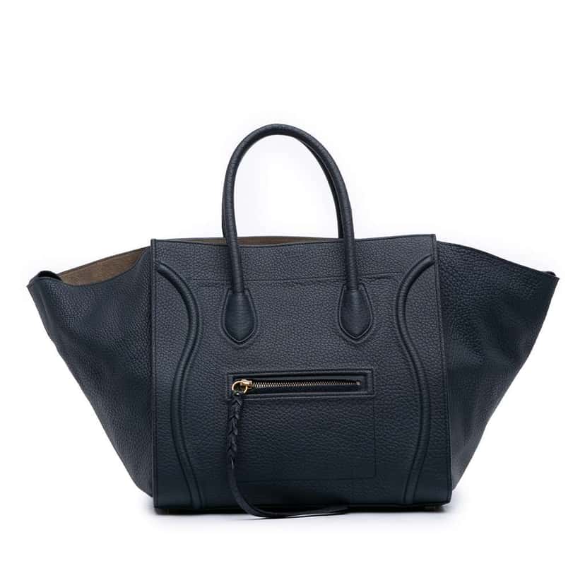 Celine Medium Grained Calfskin Phantom Luggage Tote Blue Leather Good condition - Front View