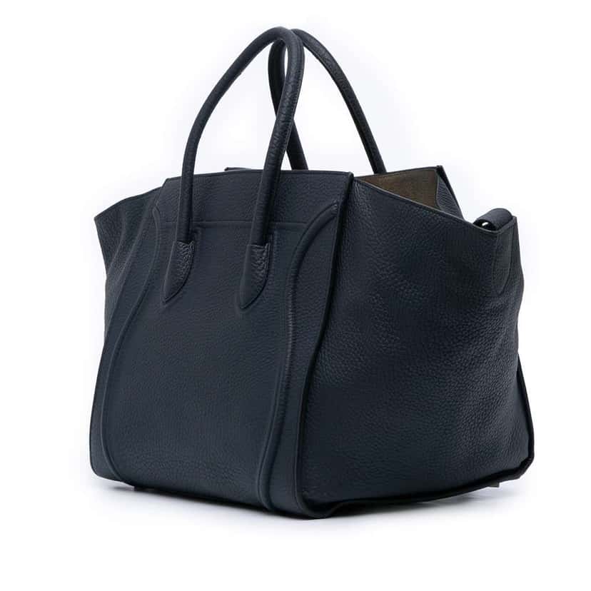 Celine Medium Grained Calfskin Phantom Luggage Tote Blue Leather Good condition - Back View