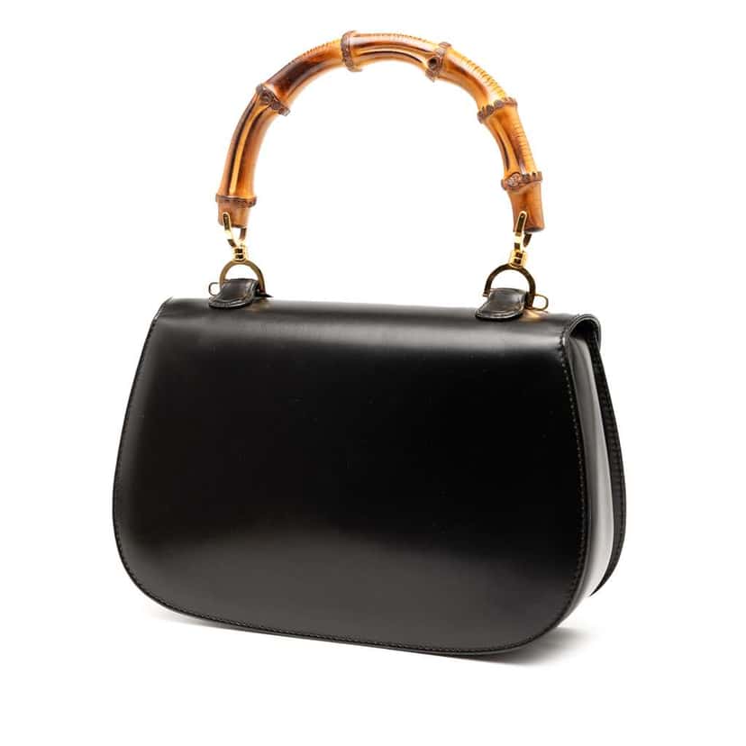 Gucci Calfskin Bamboo Night Black Leather Good condition - Back View