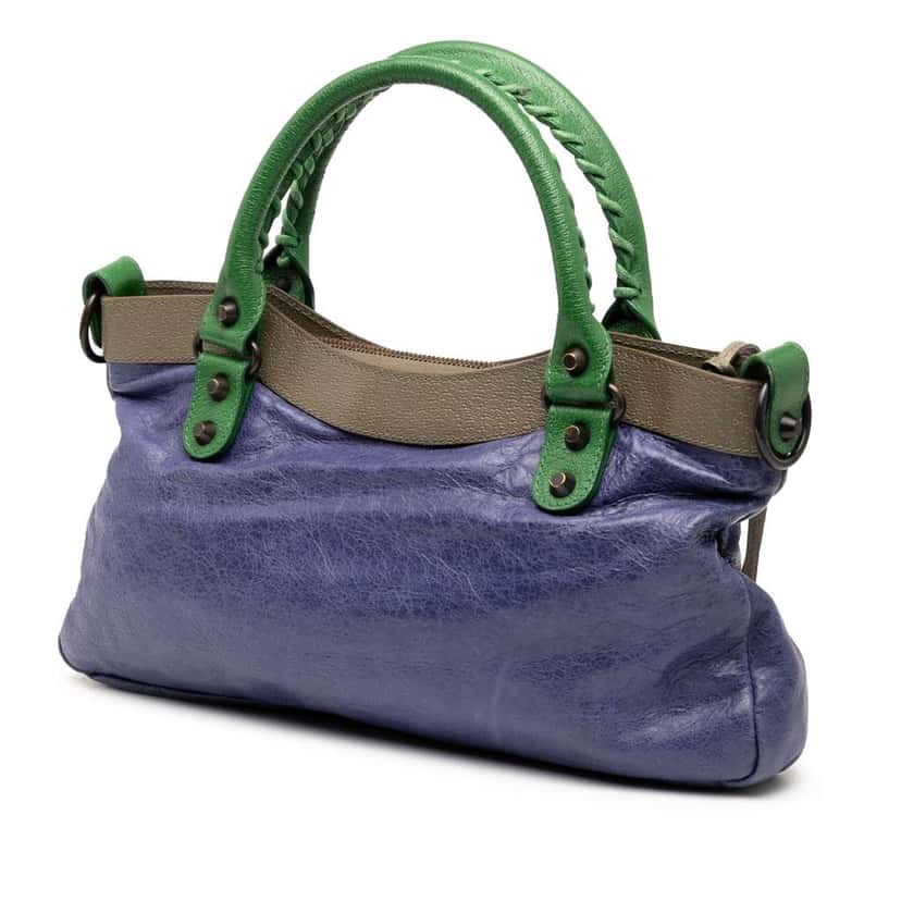 Balenciaga Lambskin Motocross Classic Multicolor First Satchel Purple Leather Good condition - Back View