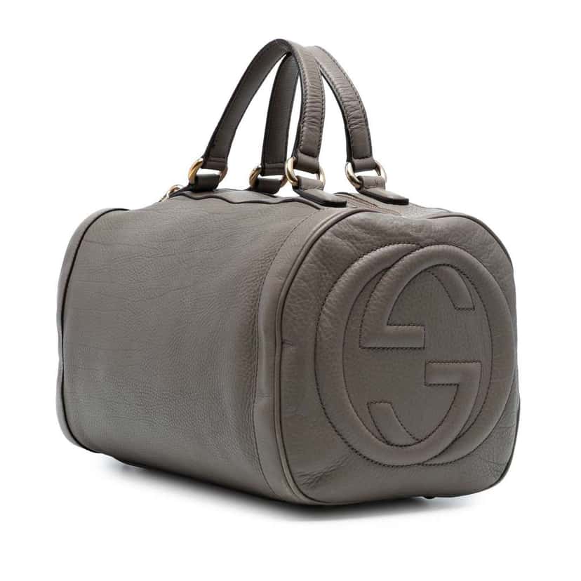 Gucci Pebbled Calfskin Soho Cellarius Boston Brown Leather Fair condition - Back View