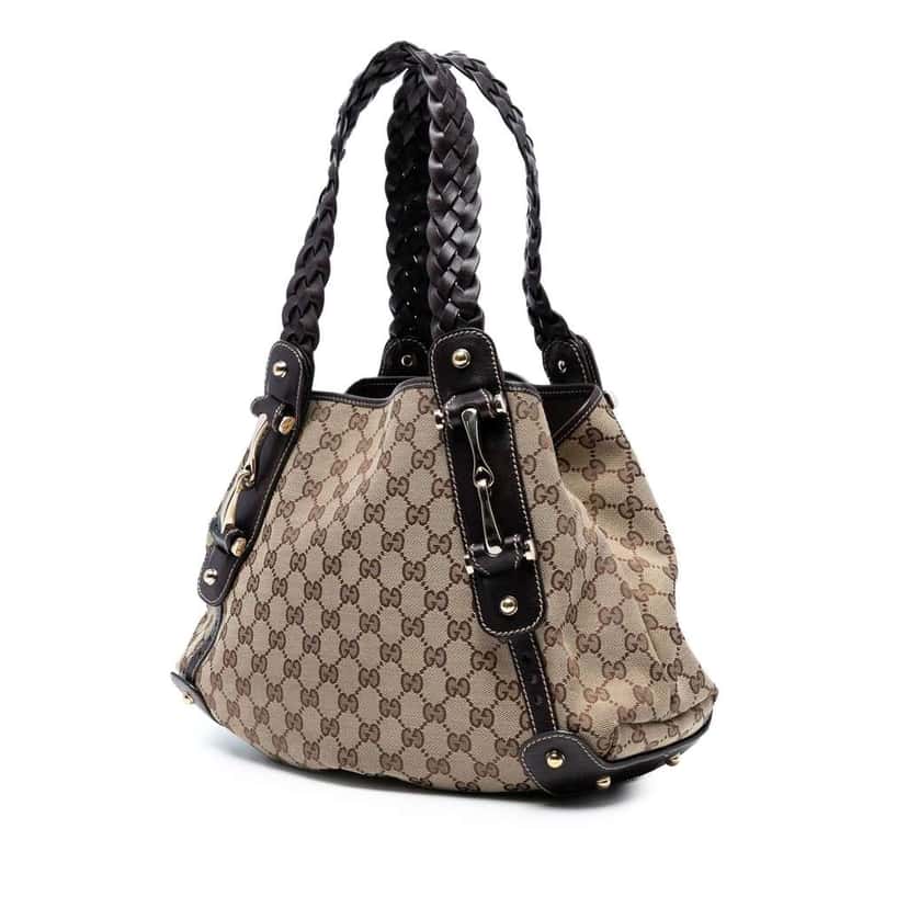 Gucci GG Canvas Horsebit Pelham Shoulder Bag Brown Canvas Good condition - Back View