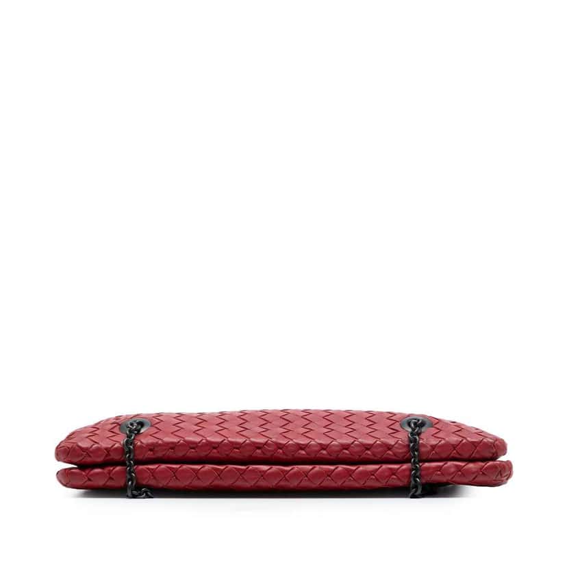 Bottega Veneta Nappa Intrecciato Duo Shoulder Bag Red Leather Good condition - Inside View