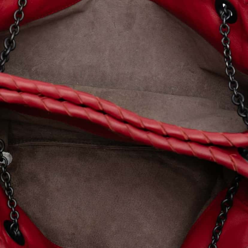 Bottega Veneta Nappa Intrecciato Duo Shoulder Bag Red Leather Good condition - Model View