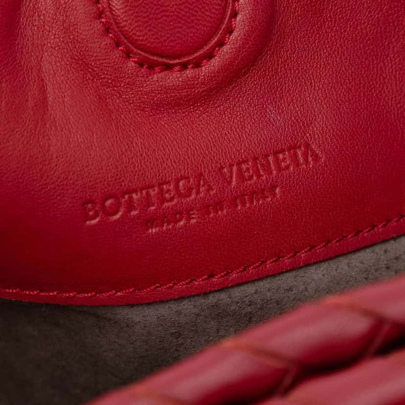 Bottega Veneta Nappa Intrecciato Duo Shoulder Bag Red Leather Good condition - Box View