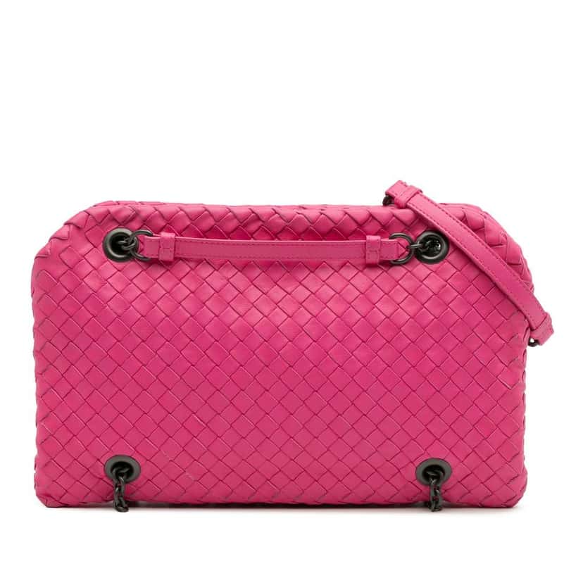 Bottega Veneta Nappa Intrecciato Duo Shoulder Bag Pink Leather Good condition - Front View