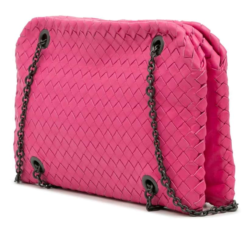 Bottega Veneta Nappa Intrecciato Duo Shoulder Bag Pink Leather Good condition - Back View