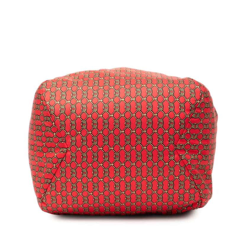 Hermès Printed Silk Bucket Bag Red Silk Good condition - Inside View