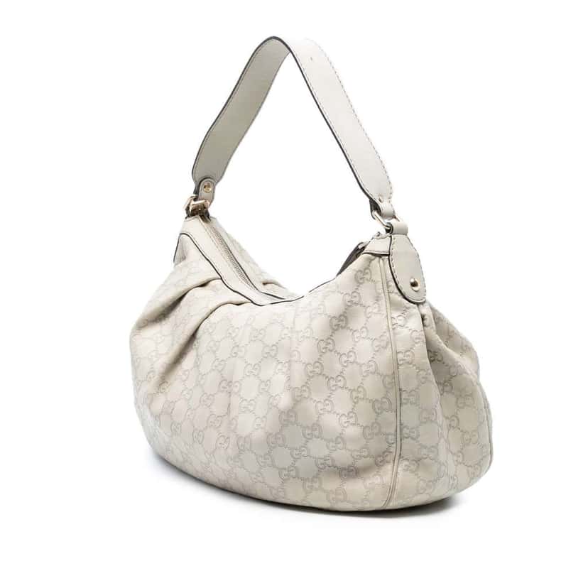 Gucci Guccissima Sukey Shoulder Bag White Leather Good condition - Back View