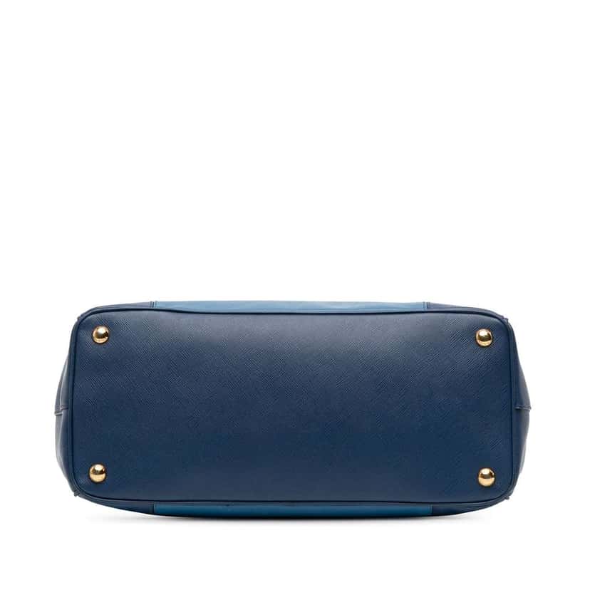 Prada Medium Bicolor Saffiano Lux Galleria Double Zip Satchel Blue Leather Good condition - Inside View