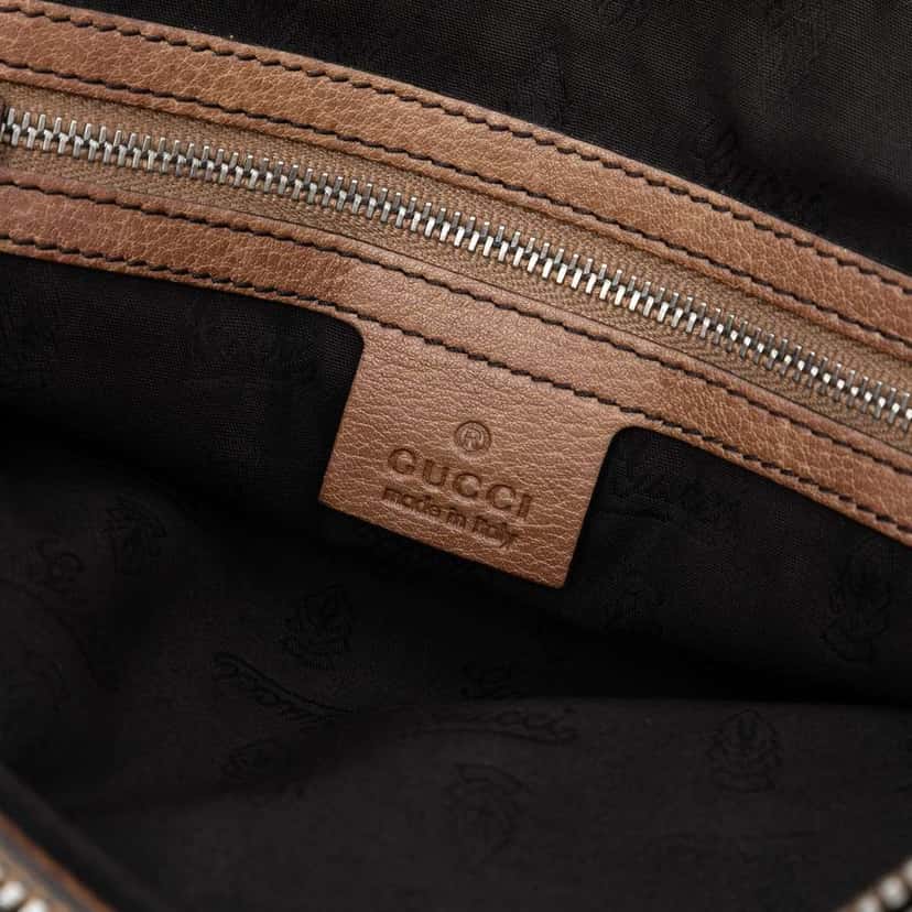 Gucci Guccissima Trimmed Leather Bamboo Libeccio Tote Brown Leather Good condition - Box View