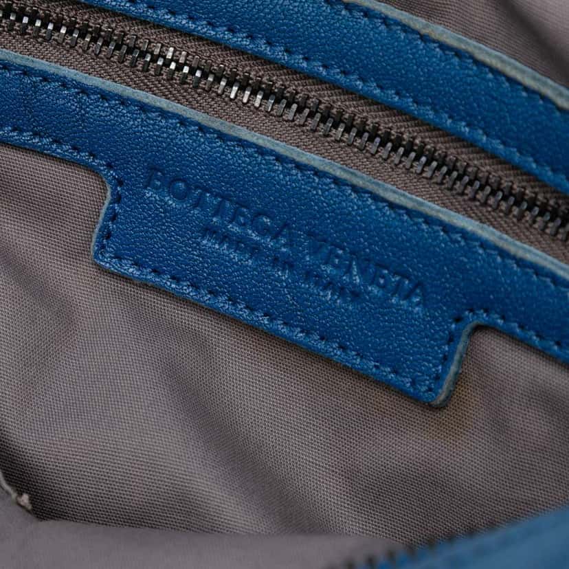 Bottega Veneta Nappa Intrecciato Front Pocket Messenger Bag Blue Leather Good condition - Box View