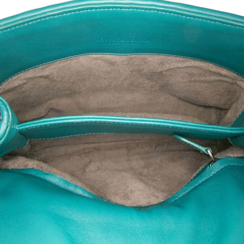 Bottega Veneta Small Nappa Intrecciato Olimpia Shoulder Bag Blue Leather Good condition - Model View