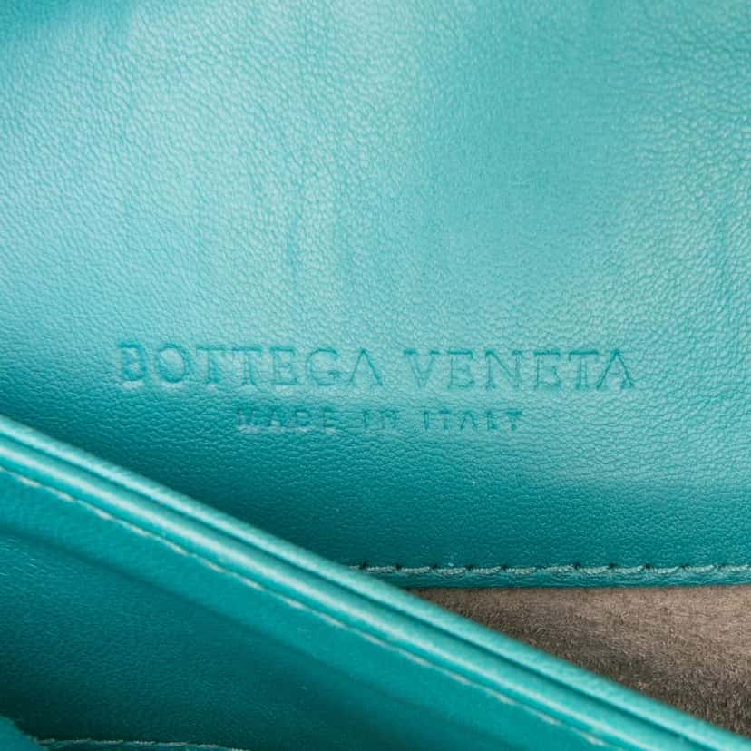 Bottega Veneta Small Nappa Intrecciato Olimpia Shoulder Bag Blue Leather Good condition - Box View