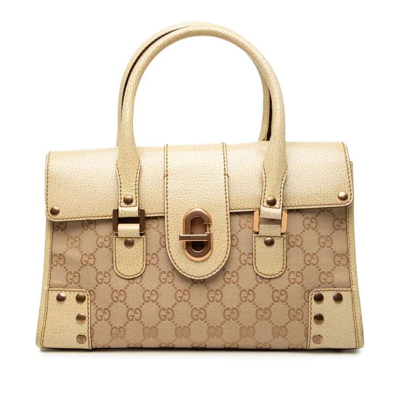 Gucci GG Canvas Turnlock Handbag Brown Canvas Good condition - Front View
