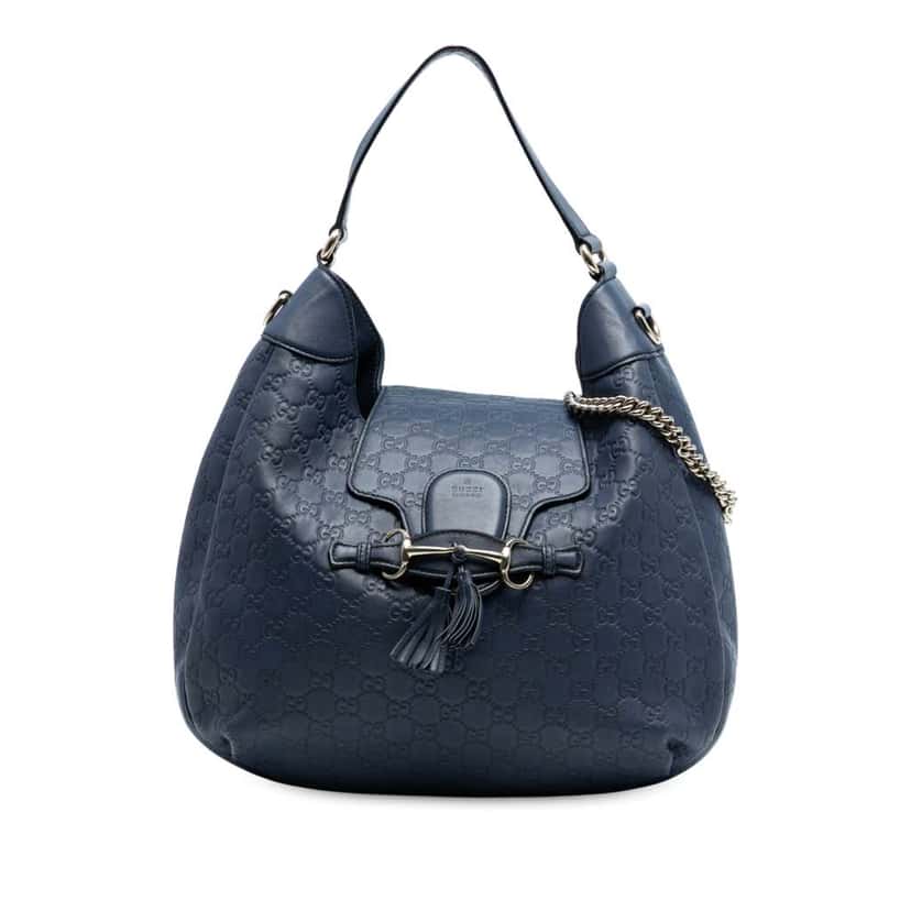 Gucci Medium Guccissima Emily Satchel Blue Leather Good condition - Front View