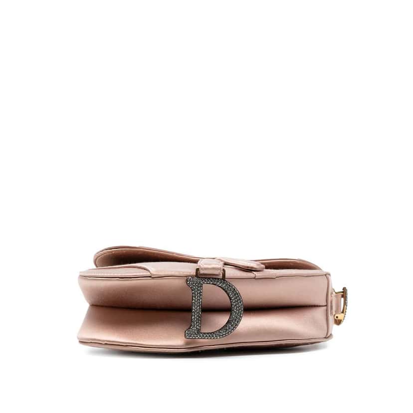 Dior Mini Satin Crystal Embellished Saddle Bag Pink Satin Good condition - Inside View