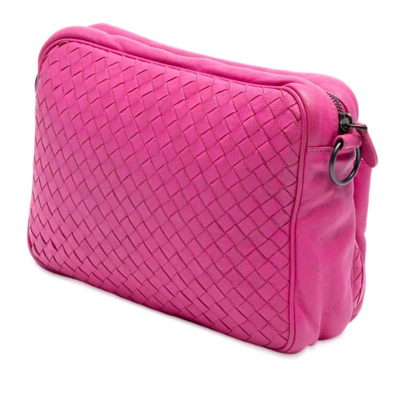 Bottega Veneta Nappa Intrecciato Front Pocket Messenger Bag Pink Leather Very good condition - Back View
