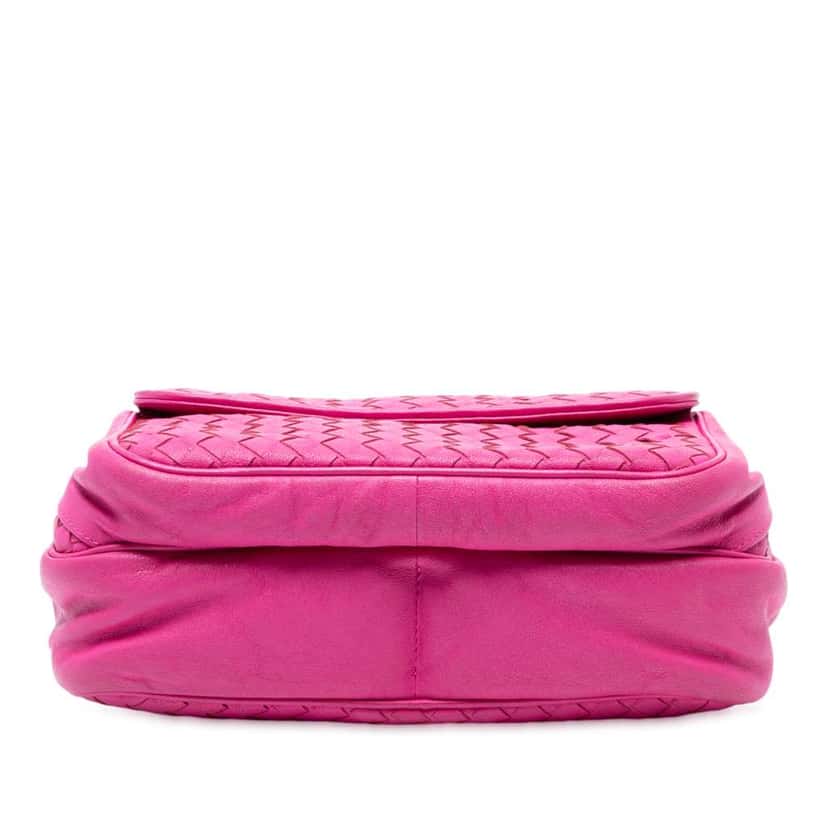 Bottega Veneta Nappa Intrecciato Front Pocket Messenger Bag Pink Leather Very good condition - Inside View