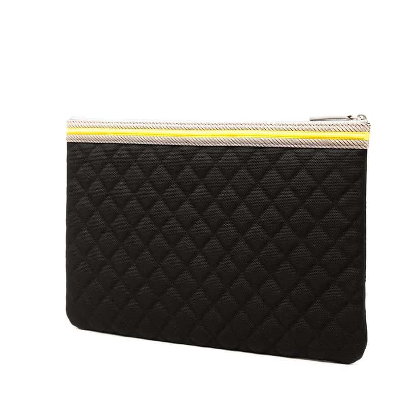 Chanel Large Quilted Nylon Fluo Boy O Case Clutch Black Good condition - Back View