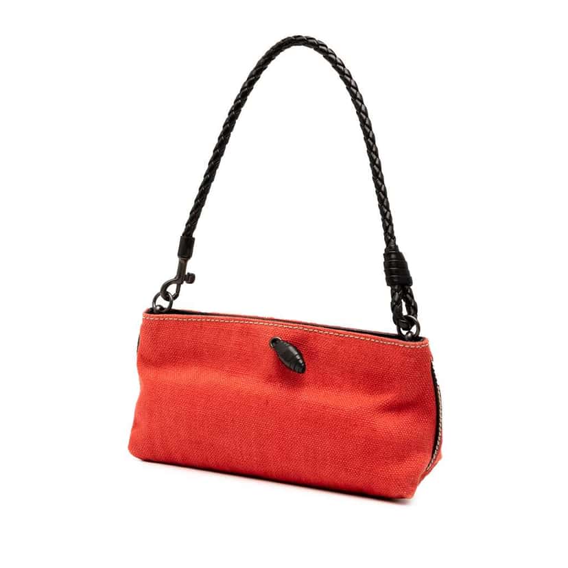 Bottega Veneta Canvas Braided Shoulder Bag Red Canvas Good condition - Back View