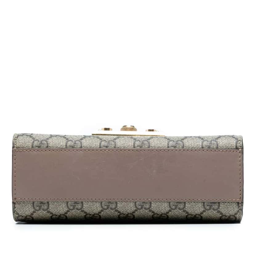 Gucci Small GG Supreme Pearl Studded Padlock Crossbody Brown Canvas Good condition - Inside View