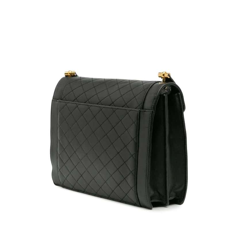 Saint Laurent Quilted Lambskin Gaby Shoulder Bag Black Leather Good condition - Back View